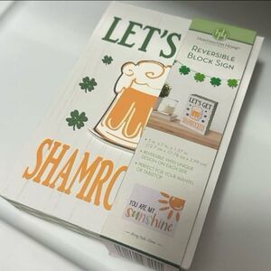 Let’s Get Shamrocked Reversible Block Sign – St. Patrick’s Day Decor – NEW